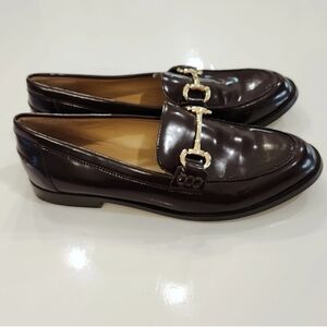 J.Crew Chocolate Brown Patent Horsebit Loafers Womens Size 7.5 Classic Preppy